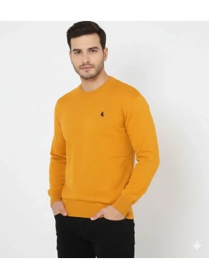 Veralya Erkek Bisiklet Yaka Nakış Işlemeli Triko Kazak Yumuşak Dokulu Pamuklu Ince Dokuma, Uzun Kollu Rahat Regular Kalıp