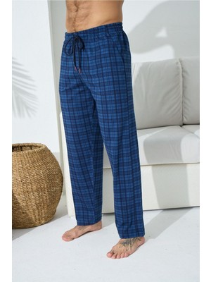 Kly Ekose Desenli Erkek Pamuk Penye Pijama İnce Tek Alt Cepli Rahat Kullanım