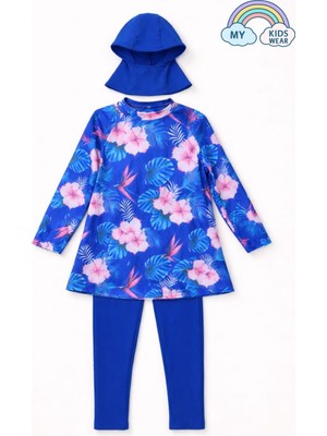 My Kids Wear Kız Çocuk Tesettür Mayo 3’lü Takım (Üst + Tayt + Bone) 12568