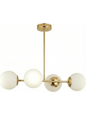 Ronisu Aydınlatma Barex 4'lü Camlı Avize – Oturma Odası, Yemek Masası Üstü, Salon Uyumlu Avize