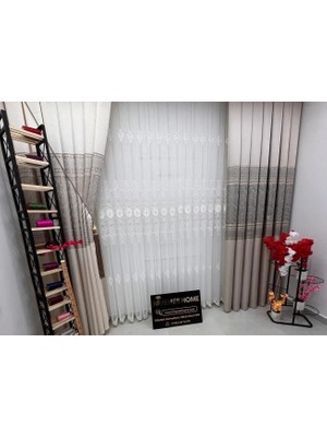 Nivemes Home Nivemeshome Hazel Aplik3 Ekru 1/3 Pileli Bambu Tül Perde