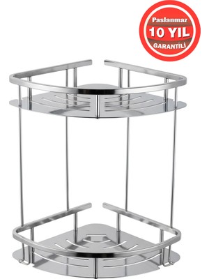 Banyom Home Krom Paslanmaz Pirinç 2'li Marin Şampuanlık Banyo Rafı