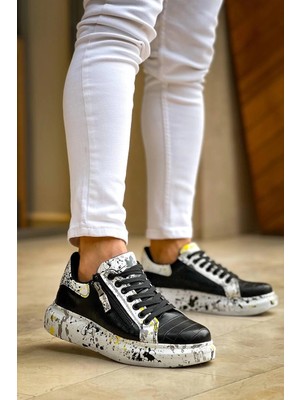 Zengezur Mall Storozde Kb-02  Kuback Bağcıklı Crocodile Siyah Sarı Günlük Erkek Ayakkabı (Numara: 44)