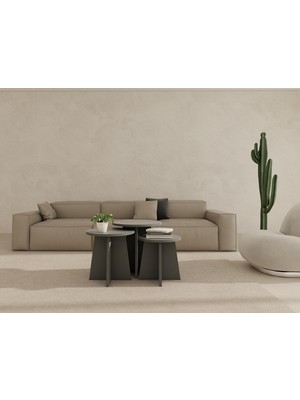 MasifMarket Mantar Üçlü Zigon Sehpa Koyugri Renk