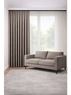 Perde Merkezi French Vizon Fon Perde Salon ve Misafir Odalarına Uygun 1/3 Sık Pileli Tek Kanat Lüks Modern Fon Perde