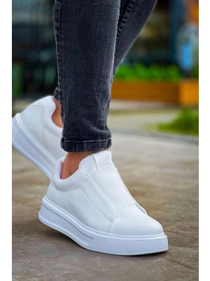 Zengezur Mall Storozde KB-007  Kuback  Beyaz Yüksek Taban Tek Bant Bağcıksız Günlük Erkek Ayakkabı (Numara: 44)
