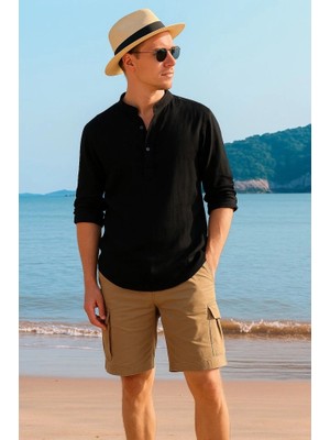 Veralya Erkek Uzun Kollu Hakim Yaka Düğmeli Erkek Müslim Gömlek