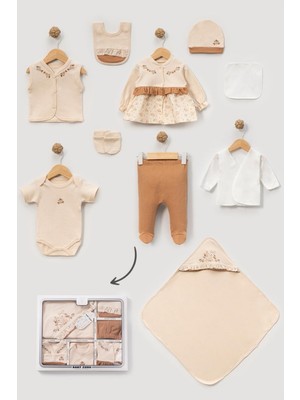 Minipodyum Kız Bebek %100 Pamuk Yenidoğan Kutulu 10 Parça Hastane Çıkış Seti