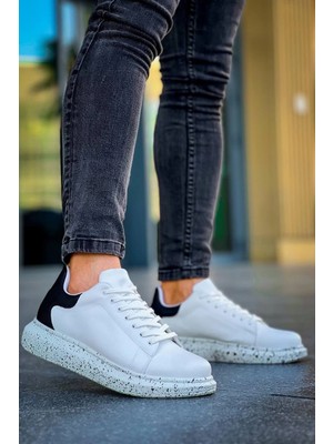 Zengezur Mall Storozde KB-X500  Kuback Beyaz Siyah  Yüksek Taban Bağcıklı Günlük Erkek Ayakkabı (Numara: 41)