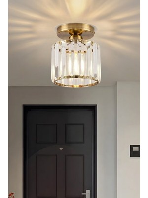 Ronisu Aydınlatma Glowix Kristal Taşlı Plofonyer Tekli Avize - Modern Tekli Kristal Taşlı Avize