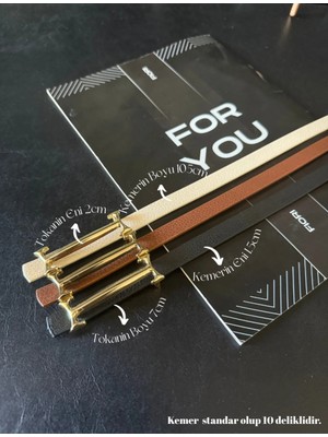 Fiori Gold Uzun Tokalı Ince Kemer, Pantolon Kemeri, Gömlek Kemeri, Ceket Kemeri, Elbise Kemeri