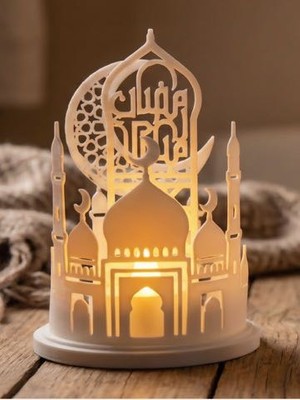 Belle Vie Belle Vıe Işıklı Ramazan Temalı Dekoratif Masa Lambası — Ay ve Cami Siluetli Lüks Masa Üstü Dekor