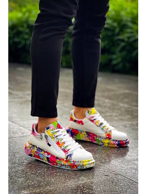 Zengezur Mall Storozde Kb-02  Kuback Bağcıklı Crocodile Beyaz Kırmızı Günlük Erkek Ayakkabı (Numara: 40)