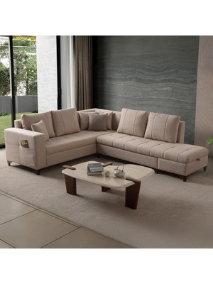 Edsy Home Aura Köşe Koltuk Takımı Sütlü Kahve Sağ Köşe