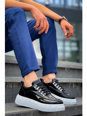 Zengezur Mall Storozde KB-X10 Kuback Siyah Rugan Beyaz Yüksek Taban Günlük Spor Ayakkabı (Numara: 44)