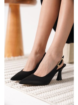 Shoegar Siyah Kadın Günlük Kısa Topuklu Stiletto Ayakkabı EATR20MS03A