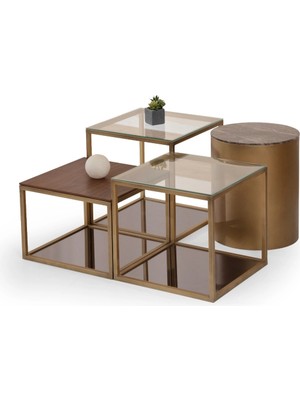 Levent Mobilya ve Aksesuar Montegu Orta Sehpa, Pirinç