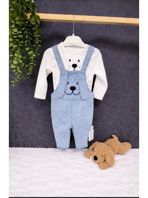 Kulakları Sallanan Köpek Badili Salopet Kot Tulum(6-9/9-12/12-18/18-24 Ay)