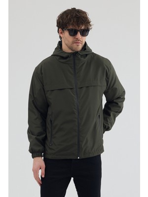 Tonny Black Erkek Haki Rüzgar ve Su Geçirmez Rahat Kalıp Yağmurluk