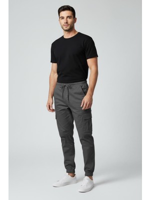STG Erkek Jogger Kargo Pantolon Lastikli Bel Bağcıklı Cep Detaylı Slim Fit Günlük
