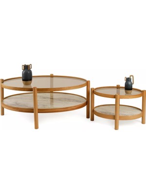 Levent Mobilya ve Aksesuar Titan Orta Sehpa Seti Camlı