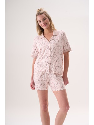 Evia Etoile Bambu Kısa Kol Önden Düğmeli Kadın Şort Takım 26311