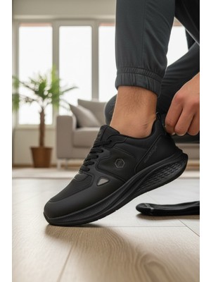 Enoch Erkek Yüksek Tabanlı Deri ve Tekstil Karışımlı Büyük Numara Spor Ayakkabı (45-50)