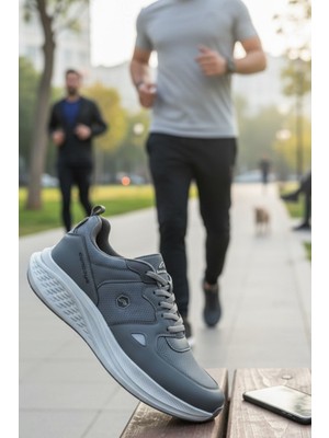 Enoch Erkek Yüksek Tabanlı Deri ve Tekstil Karışımlı Büyük Numara Spor Ayakkabı (45-50)