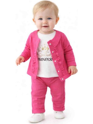 Kız Bebek 3’lü Takım (Hırka + Tişört + Pantolon)
