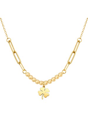 Hakan Mücevherat Dört Yapraklı Yonca 14 Ayar Altın Minimal Kolye