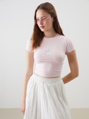 Lc Waikiki Yeni Sezon Bisiklet Yaka Baskılı Crop