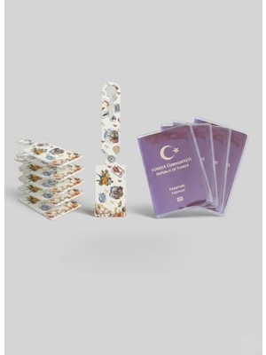 Gempo 8’li Premium Seyahat Seti - 4 Adet Valiz Etiketi & 4 Adet Şeffaf Pasaport Kılıfı