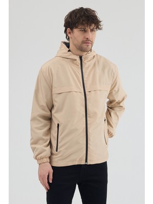 Tonny Black Erkek Bej Rüzgar ve Su Geçirmez Rahat Kalıp Yağmurluk