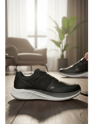 Enoch Erkek Yüksek Tabanlı Deri ve Tekstil Karışımlı Büyük Numara Spor Ayakkabı (45-50)