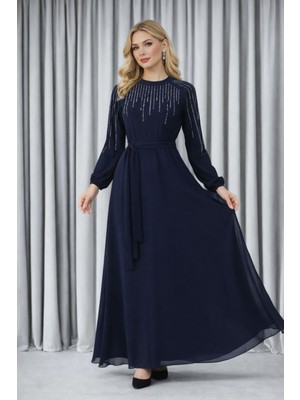 Hiramir Lunara Işıltılı Kadın Astarlı Şifon Abiye Elbise YZ2508