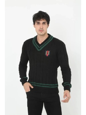 Veralya Erkek V Yaka Örgülü Kazak