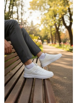 Enoch Erkek Beyaz Bağcıklı Büyük Numara Spor Ayakkabı (45-50)