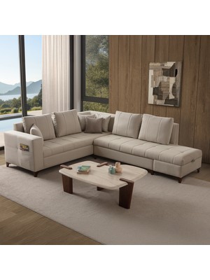 Edsy Home Aura Köşe Koltuk Takımı Krem Sağ Köşe