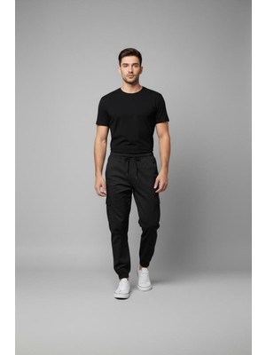 STG Erkek Jogger Kargo Pantolon Lastikli Bel Bağcıklı Cep Detaylı Slim Fit Günlük