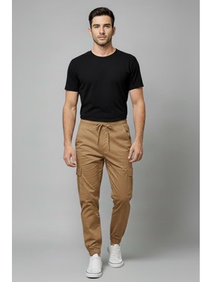 STG Erkek Jogger Kargo Pantolon Lastikli Bel Bağcıklı Cep Detaylı Slim Fit Günlük