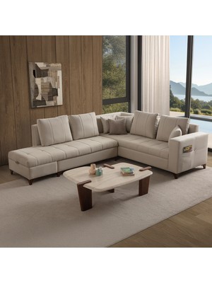 Edsy Home Aura Köşe Koltuk Takımı Krem Sol Köşe