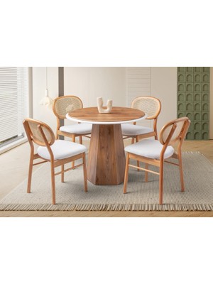 Levent Mobilya ve Aksesuar Ece Masa, Prizma Ayak, Ceviz, 90X90