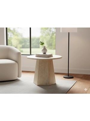 Levent Mobilya ve Aksesuar Prizma Orta Sehpa, Traverten