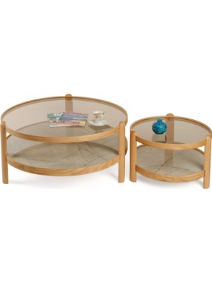 Levent Mobilya ve Aksesuar Swing Orta Sehpa Seti Camlı