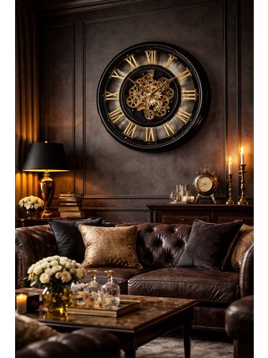 Glazze Siyah Artemis Çarklı Saat 60CM