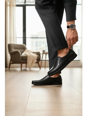 Enoch Erkek Siyah Bağcıklı Büyük Numara Günlük Ayakkabı (45-50)