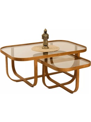 Levent Mobilya ve Aksesuar Tualis Orta Sehpa Seti Camlı