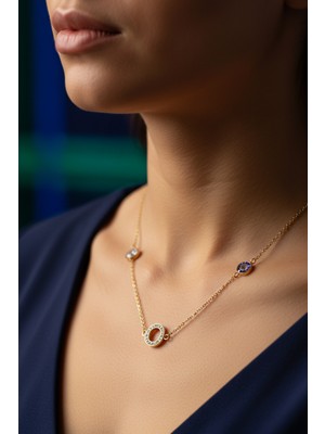 Medo E-Konsept Mavi Beyaz Renklerin Ahengi Paslanmaz Çelik Kadın Kolye -Son 2 Adet