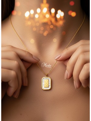 Medo E-Konsept Sedef İşlemeli Altın Kaplama Çelik Kadın Kolye Son 4 Adet
