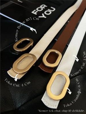 Fiori Oval Tokalı Kadın Pantolon Kemeri, Ceket Kemeri, Gömlek Kemeri, Elbise Kemeri